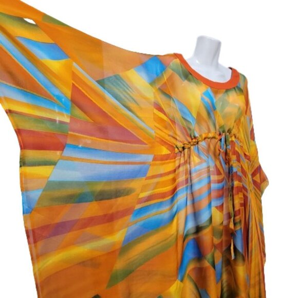 CUSTOM Made Silk Kaftan Multicolor Dress Caftan Tunic Silk Cover Up Silk Gown - Picture 6 of 14